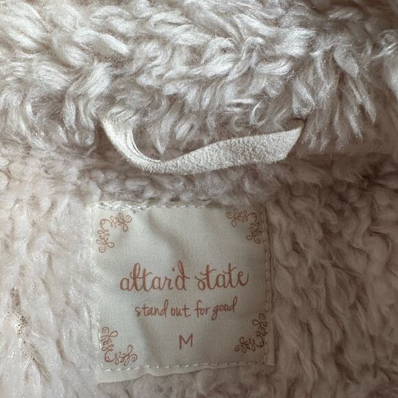 Altar’d State Faux Suede Fuzzy Vest Moto Cream Fall Preppy Zipper Soft Girl Cozy - Picture 4 of 8